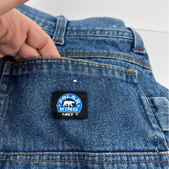 EUC Polar King by Key Flannel Lined Carpenter Cargo Blue Denim Men's Jeans 40X30 - Picture 7 of 11